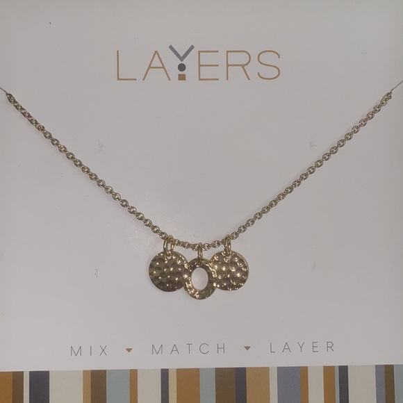 Brand New - Three Textured Circle necklace in Gold - Drawstring Adjuster - Picture 2 of 11